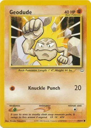 Geodude 044 - Unlimited Neo Revelation - Common Neo Revelation Pokemon Single Squirtle Squad Card Shop.