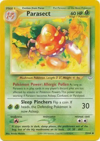 Parasect 035 - Unlimited Neo Revelation - Uncommon Neo Revelation Pokemon Single Squirtle Squad Card Shop.
