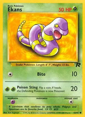 Ekans 056 - Unlimited Team Rocket - Common Team Rocket Pokemon Single Squirtle Squad Card Shop.