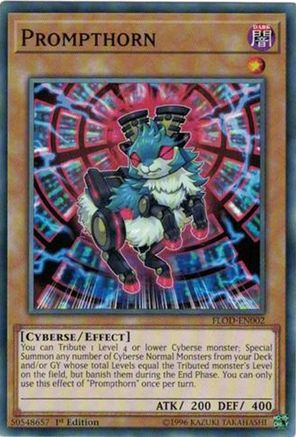 Prompthorn (FLOD-EN002) - Flames of Destruction 1st Edition Flames of Destruction Yugioh Single Squirtle Squad Card Shop.