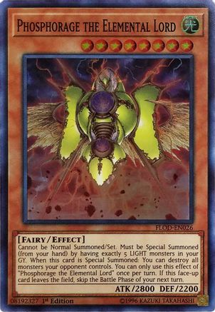 Phosphorage the Elemental Lord (FLOD-EN026) - Flames of Destruction Unlimited Flames of Destruction Yugioh Single Squirtle Squad Card Shop.