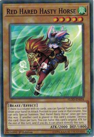 Red Hared Hasty Horse (FLOD-EN034) - Flames of Destruction Unlimited Flames of Destruction Yugioh Single Squirtle Squad Card Shop.
