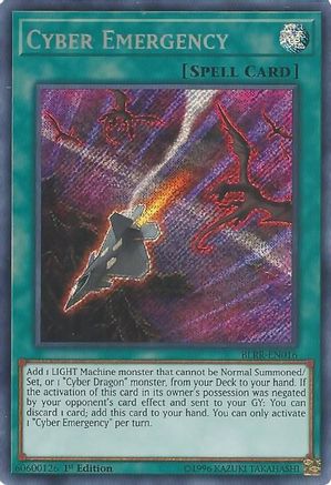 Cyber Emergency (BLRR-EN016) - Battles of Legend: Relentless Revenge 1st Edition Battles of Legend: Relentless Revenge Yugioh Single Squirtle Squad Card Shop.