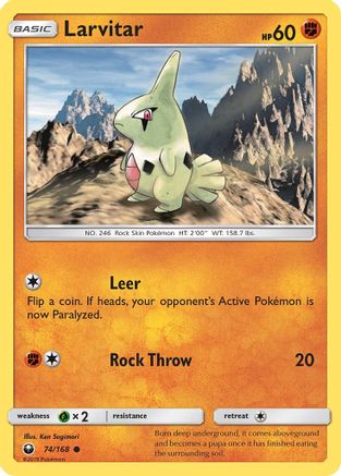 Larvitar/168 SM Celestial Storm - Common SM - Celestial Storm Pokemon Single Squirtle Squad Card Shop.