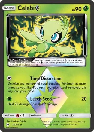 Celebi Prism Star 019 - Holofoil SM Lost Thunder - Prism Rare SM - Lost Thunder Pokemon Single Squirtle Squad Card Shop.