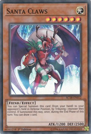 Santa Claws (AC18-EN012) - Advent Calendar 2018 1st Edition Advent Calendar 2018 Yugioh Single Squirtle Squad Card Shop.