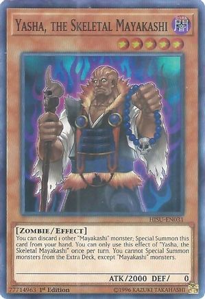 Yasha, the Skeletal Mayakashi (HISU-EN031) - Hidden Summoners 1st Edition Hidden Summoners Yugioh Single Squirtle Squad Card Shop.
