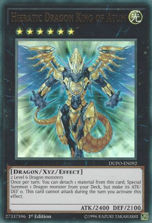Hieratic Dragon King of Atum (DUPO-EN092) - Duel Power Unlimited Duel Power Yugioh Single Squirtle Squad Card Shop.