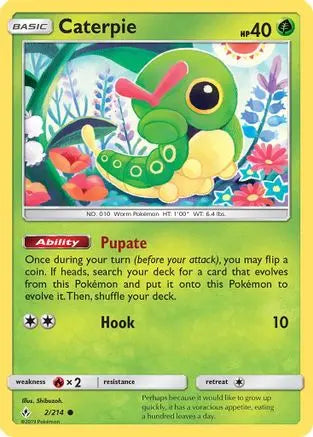 Caterpie 002/214 - SM Unbroken Bonds - Common SM - Unbroken Bonds Pokemon Single Squirtle Squad Card Shop.