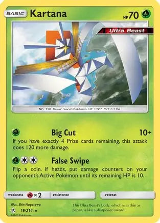 Kartana 019/214 - Holofoil SM Unbroken Bonds - Holo Rare SM - Unbroken Bonds Pokemon Single Squirtle Squad Card Shop.