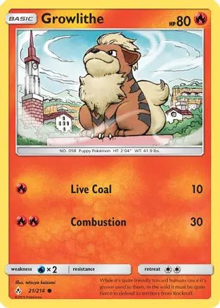 Growlithe 021/214 - SM Unbroken Bonds - Common SM - Unbroken Bonds Pokemon Single Squirtle Squad Card Shop.