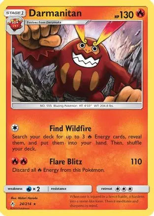 Darmanitan 024/214 - SM Unbroken Bonds - Rare SM - Unbroken Bonds Pokemon Single Squirtle Squad Card Shop.