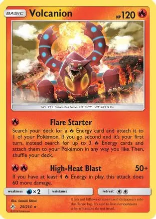 Volcanion 025/214 - SM Unbroken Bonds - Rare SM - Unbroken Bonds Pokemon Single Squirtle Squad Card Shop.