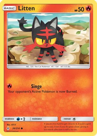 Litten (26) (26) 026 - Reverse Holofoil SM Unbroken Bonds - Common SM - Unbroken Bonds Pokemon Single Squirtle Squad Card Shop.