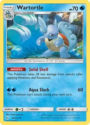 Wartortle 034/214 - SM Unbroken Bonds - Uncommon SM - Unbroken Bonds Pokemon Single Squirtle Squad Card Shop.