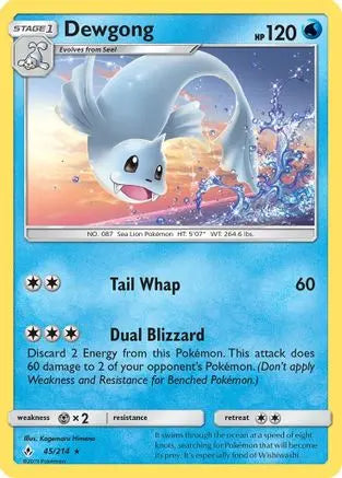 Dewgong 045/214 - SM Unbroken Bonds - Rare SM - Unbroken Bonds Pokemon Single Squirtle Squad Card Shop.