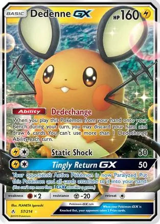 Dedenne GX 057 - Holofoil SM Unbroken Bonds - Ultra Rare SM - Unbroken Bonds Pokemon Single Squirtle Squad Card Shop.