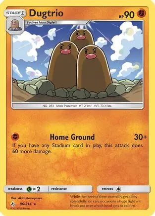Dugtrio 86/214 – Unbroken Bonds – Rare Pokémon Card SM - Unbroken Bonds Pokemon Single Squirtle Squad Card Shop.