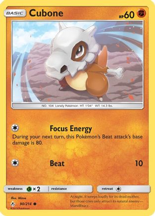 Cubone 90/214 – Unbroken Bonds – Common Pokémon Card