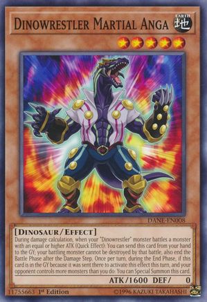 Dinowrestler Martial Anga (DANE-EN008) - Dark Neostorm 1st Edition Dark Neostorm Yugioh Single Squirtle Squad Card Shop.