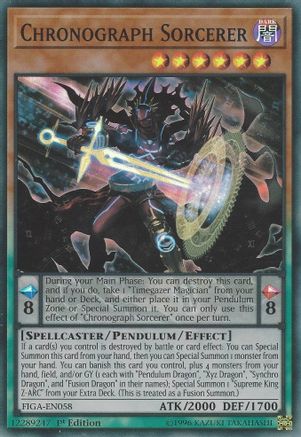 Chronograph Sorcerer (FIGA-EN058) - Fists of the Gadgets 1st Edition Fists of the Gadgets Yugioh Single Squirtle Squad Card Shop.
