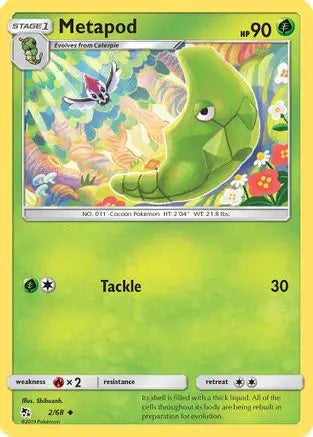 Metapod 002/68 - Hidden Fates - Uncommon Hidden Fates Pokemon Single Squirtle Squad Card Shop.