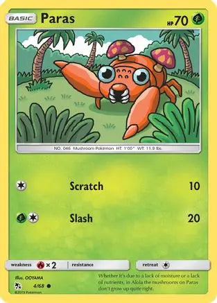 Paras 004/68 - Hidden Fates - Common Hidden Fates Pokemon Single Squirtle Squad Card Shop.