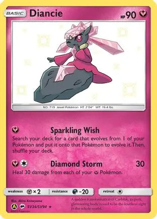 Diancie SV36 - Holofoil Hidden Fates Shiny Vault - Shiny Holo Rare Hidden Fates: Shiny Vault Pokemon Single Squirtle Squad Card Shop.