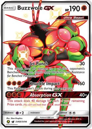 Buzzwole GX SV68 - Holofoil Hidden Fates Shiny Vault - Shiny Holo Rare Hidden Fates: Shiny Vault Pokemon Single Squirtle Squad Card Shop.