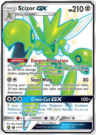 Scizor GX SV72 - Holofoil Hidden Fates Shiny Vault - Shiny Holo Rare Hidden Fates: Shiny Vault Pokemon Single Squirtle Squad Card Shop.