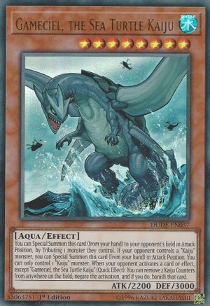 Gameciel, the Sea Turtle Kaiju (DUDE-EN037) - Duel Devastator 1st Edition Duel Devastator Yugioh Single Squirtle Squad Card Shop.