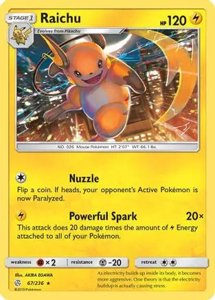 Raichu 067 SM Cosmic Eclipse - Rare