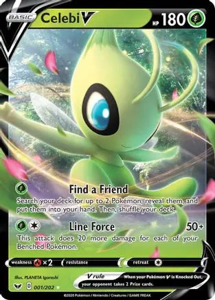Celebi V 001 - Holofoil SWSH01 Sword & Shield Base Set - Ultra Rare SWSH01: Sword & Shield Base Set Pokemon Single Squirtle Squad Card Shop.
