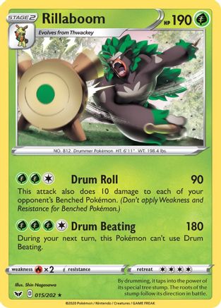 Rillaboom (015) (015) 015 SWSH01 Sword & Shield Base Set - Rare SWSH01: Sword & Shield Base Set Pokemon Single Squirtle Squad Card Shop.