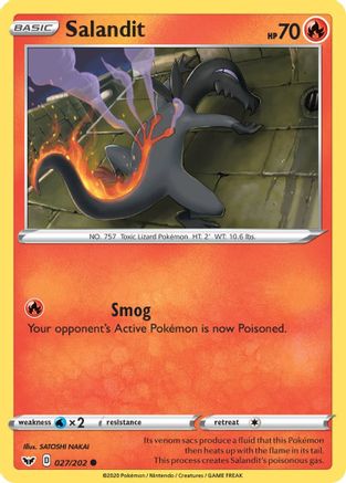 Salandit 027 SWSH01 Sword & Shield Base Set - Common SWSH01: Sword & Shield Base Set Pokemon Single Squirtle Squad Card Shop.