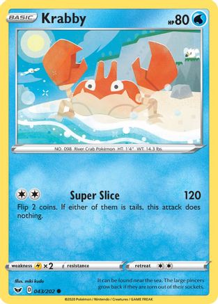 Krabby (043) (043) 043 SWSH01 Sword & Shield Base Set - Common SWSH01: Sword & Shield Base Set Pokemon Single Squirtle Squad Card Shop.