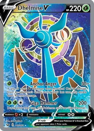 Dhelmise V (Full Art) 187 - Holofoil SWSH01 Sword & Shield Base Set - Ultra Rare SWSH01: Sword & Shield Base Set Pokemon Single Squirtle Squad Card Shop.