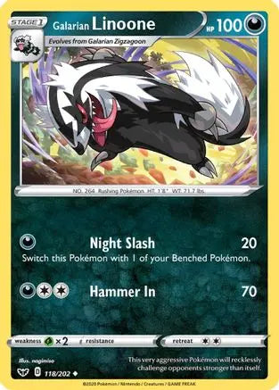 Galarian Linoone 118/202 SWSH01 Sword & Shield Base Set - Uncommon