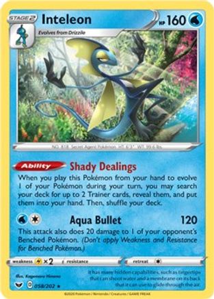 Inteleon 058/202 Deck Exclusives - Rare Deck Exclusives Pokemon Single Squirtle Squad Card Shop.