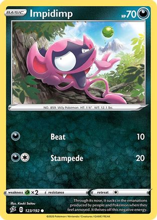 Impidimp 123 - Reverse Holofoil SWSH02 Rebel Clash - Common SWSH02: Rebel Clash Pokemon Single Squirtle Squad Card Shop.
