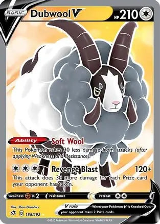 Dubwool V (Full Art) 188/192 - Holofoil SWSH02 Rebel Clash - Ultra Rare