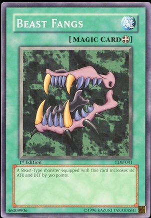 Beast Fangs (LOB-041) - The Legend of Blue Eyes White Dragon Unlimited The Legend of Blue Eyes White Dragon Yugioh Single Squirtle Squad Card Shop.