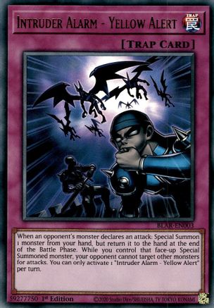 Intruder Alarm - Yellow Alert (BLAR-EN003) - Battles of Legend: Armageddon 1st Edition Battles of Legend: Armageddon Yugioh Single Squirtle Squad Card Shop.