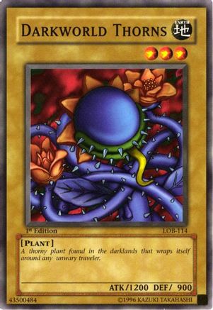 Darkworld Thorns (LOB-114) - The Legend of Blue Eyes White Dragon Unlimited The Legend of Blue Eyes White Dragon Yugioh Single Squirtle Squad Card Shop.