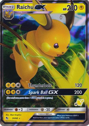 Raichu GX (#60 Pikachu Stamped) 020/68 - Holofoil Battle Academy - Promo Battle Academy Pokemon Single Squirtle Squad Card Shop.