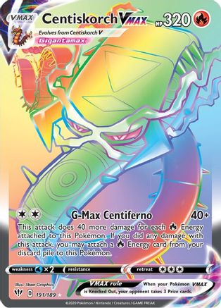 Centiskorch VMAX 191/189 - Darkness Ablaze Rainbow Secret Rare Holofoil