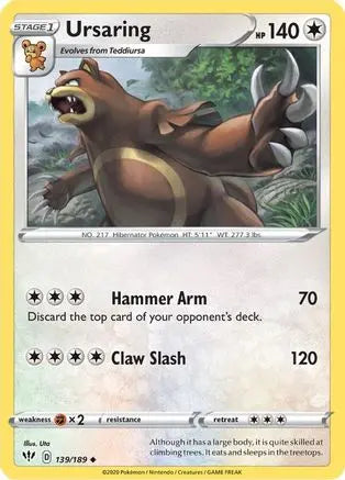 Ursaring 139 SWSH03 Darkness Ablaze - Uncommon