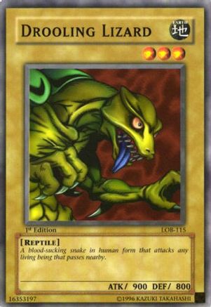 Drooling Lizard (LOB-115) - The Legend of Blue Eyes White Dragon 1st Edition The Legend of Blue Eyes White Dragon Yugioh Single Squirtle Squad Card Shop.