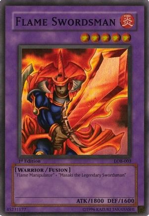 Flame Swordsman (LOB-003) - The Legend of Blue Eyes White Dragon Unlimited The Legend of Blue Eyes White Dragon Yugioh Single Squirtle Squad Card Shop.