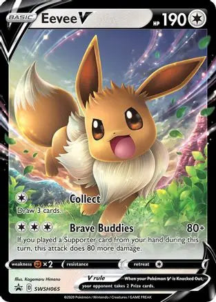 Eevee V SWSH065 - Holofoil SWSH Sword & Shield Promo Cards - Promo SWSH: Sword & Shield Promo Cards Pokemon Single Squirtle Squad Card Shop.